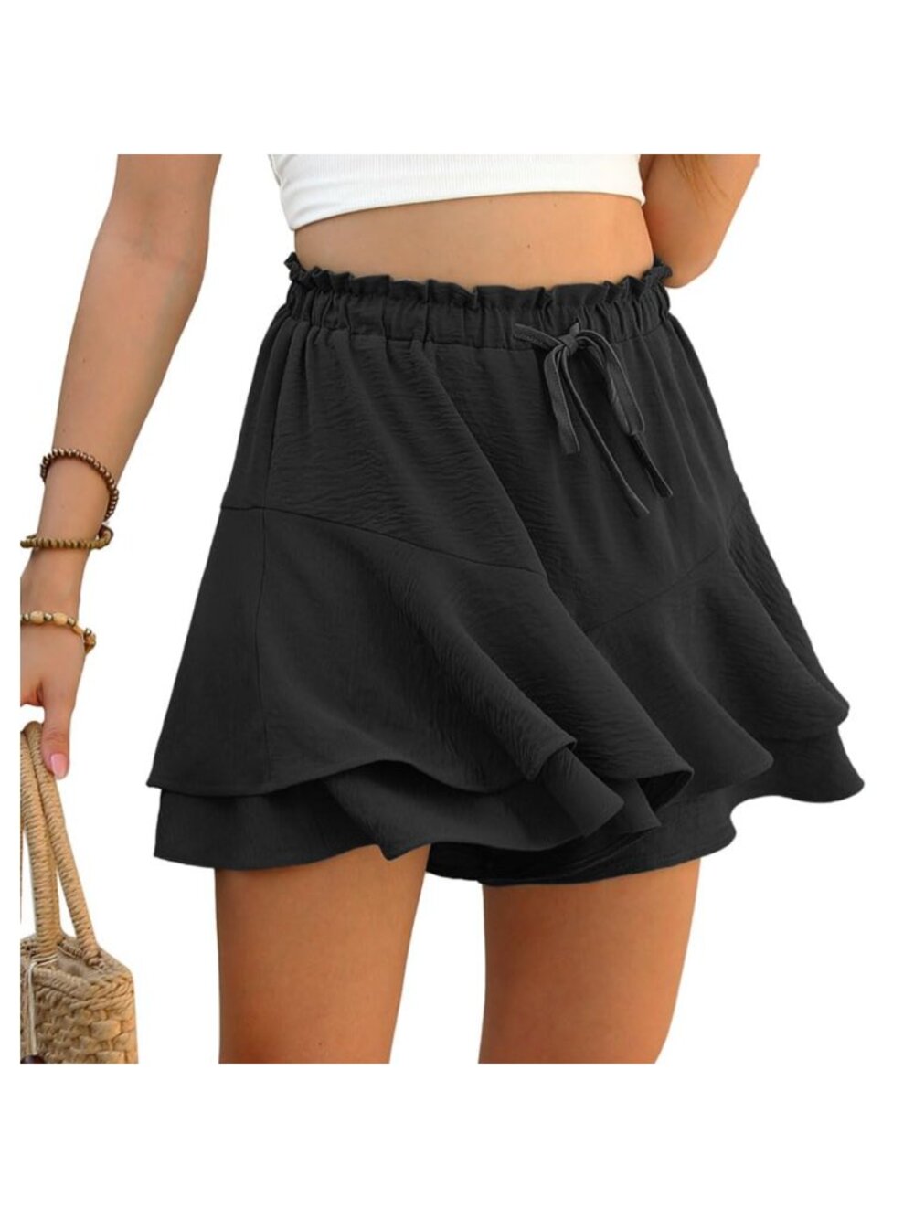 Women's Lightweight Skort with Ruffle Hem High Waist